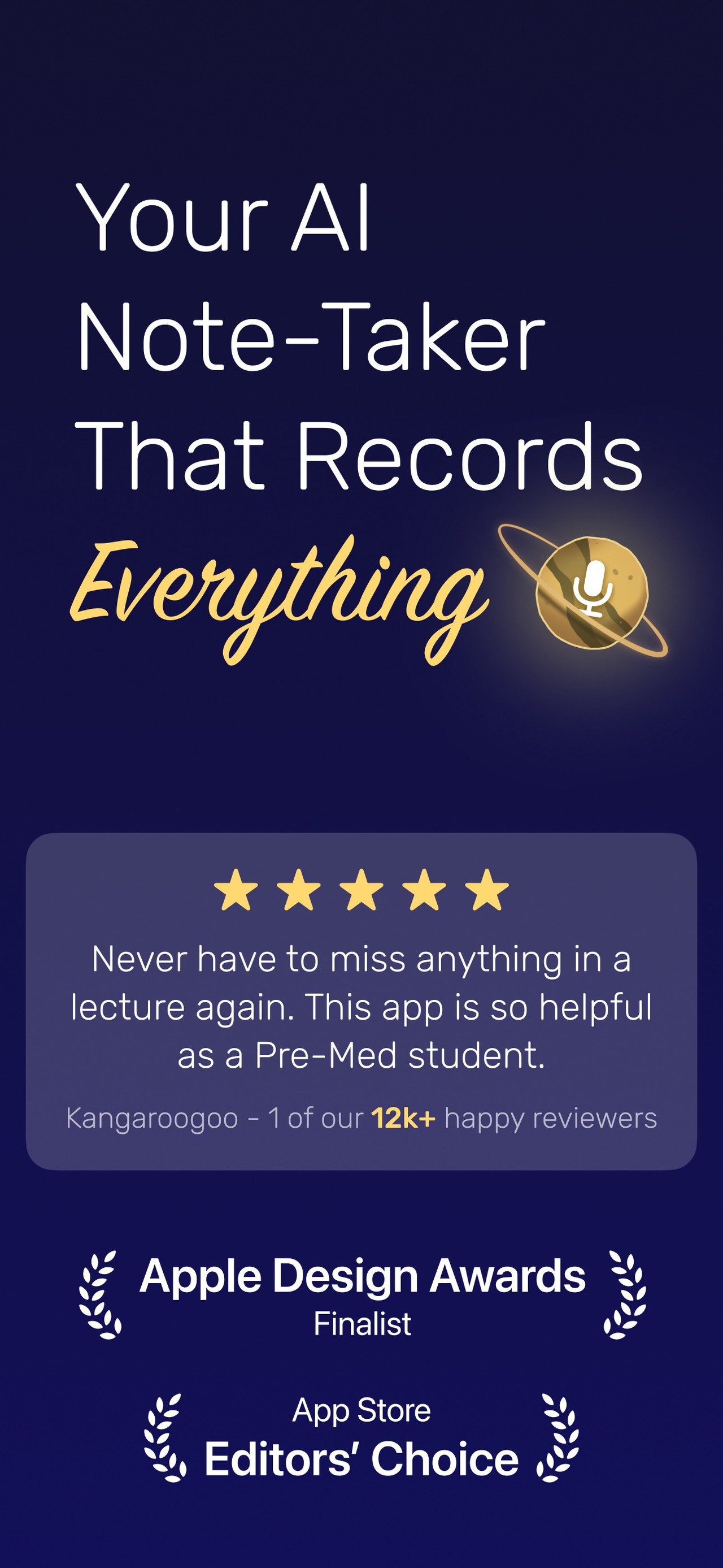 Noted: Record & AI Transcribe iPhone screenshot 1