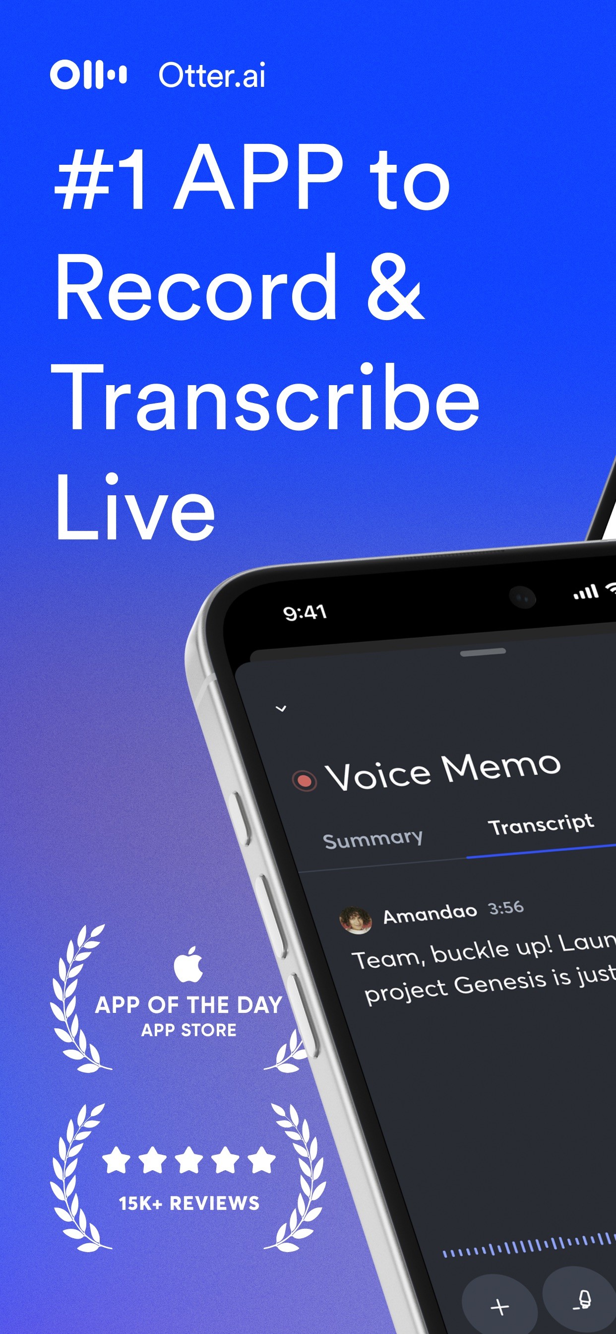 Otter Transcribe Voice Notes iPhone screenshot 1