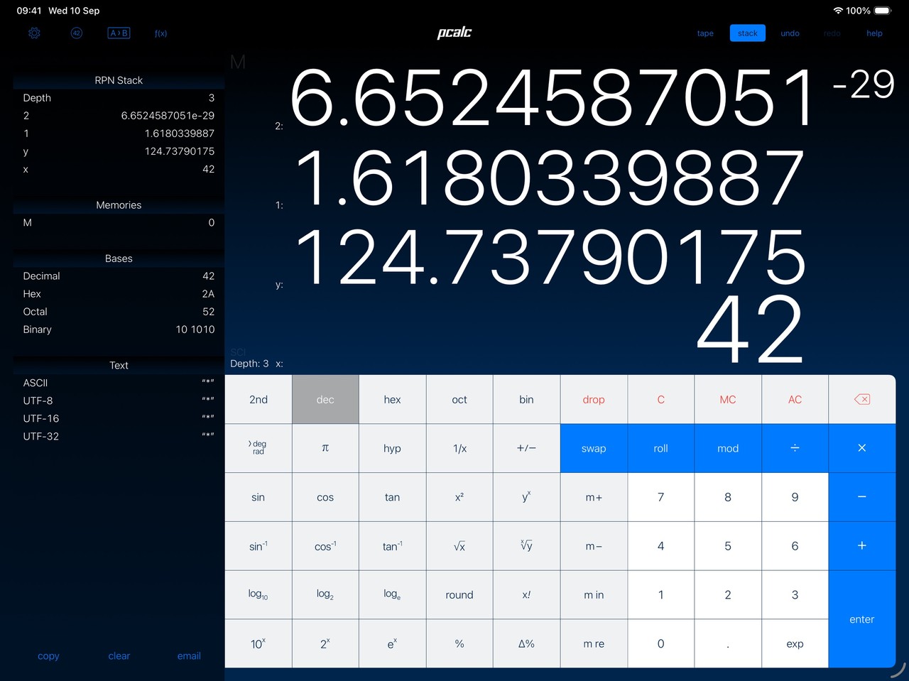 PCalc iPad screenshot 1