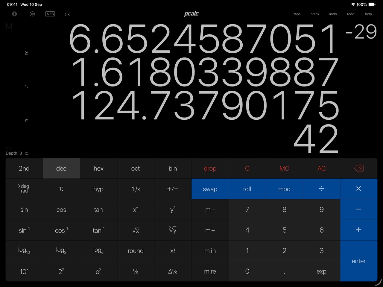 PCalc iPad screenshot 2