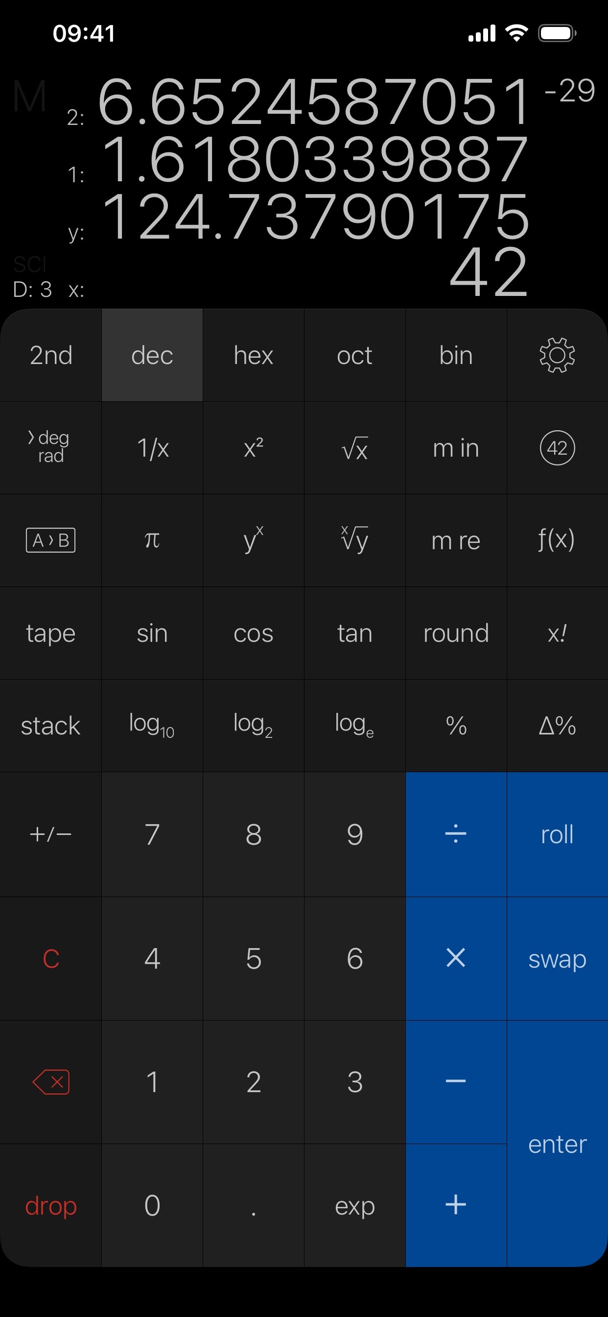 PCalc iPhone screenshot 2