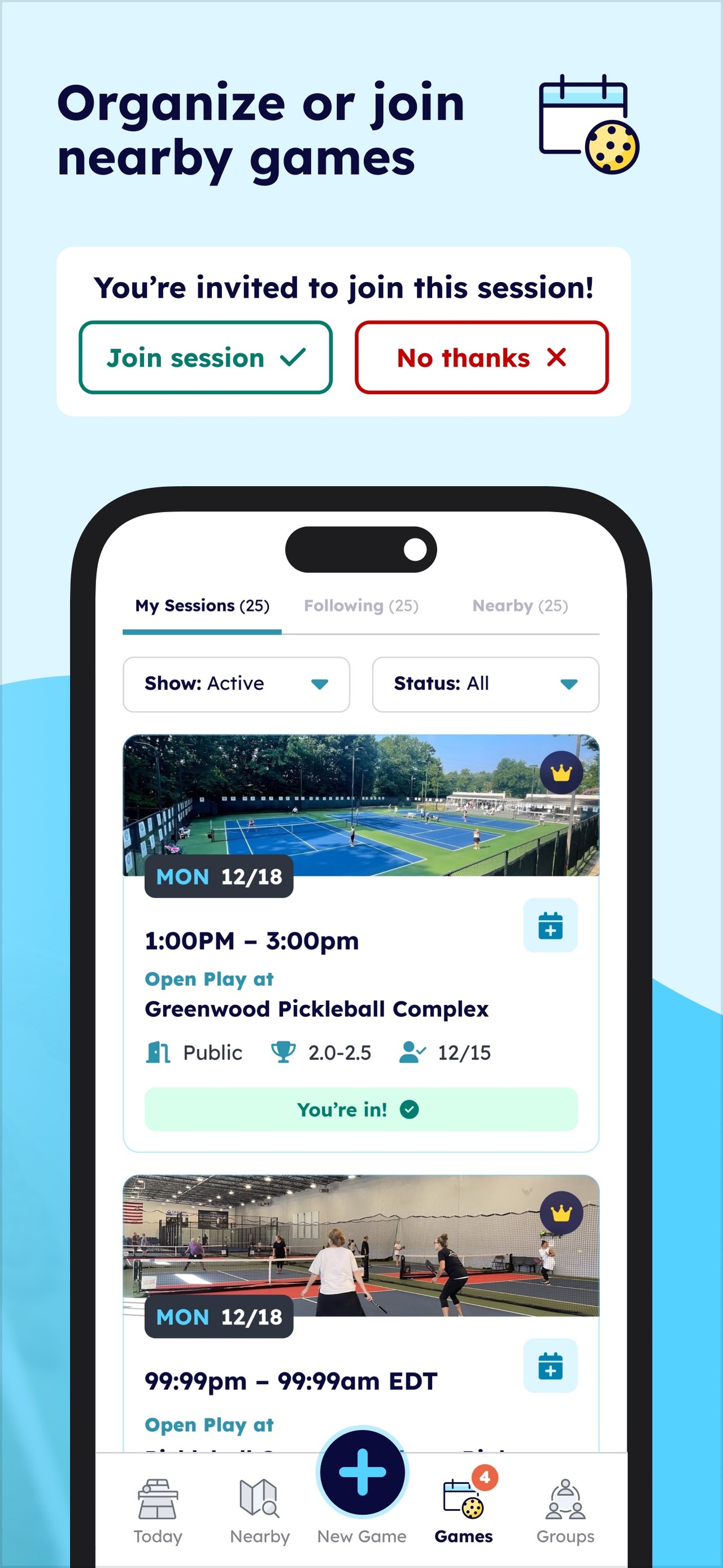 Pickleheads - Play Pickleball iPhone screenshot 4