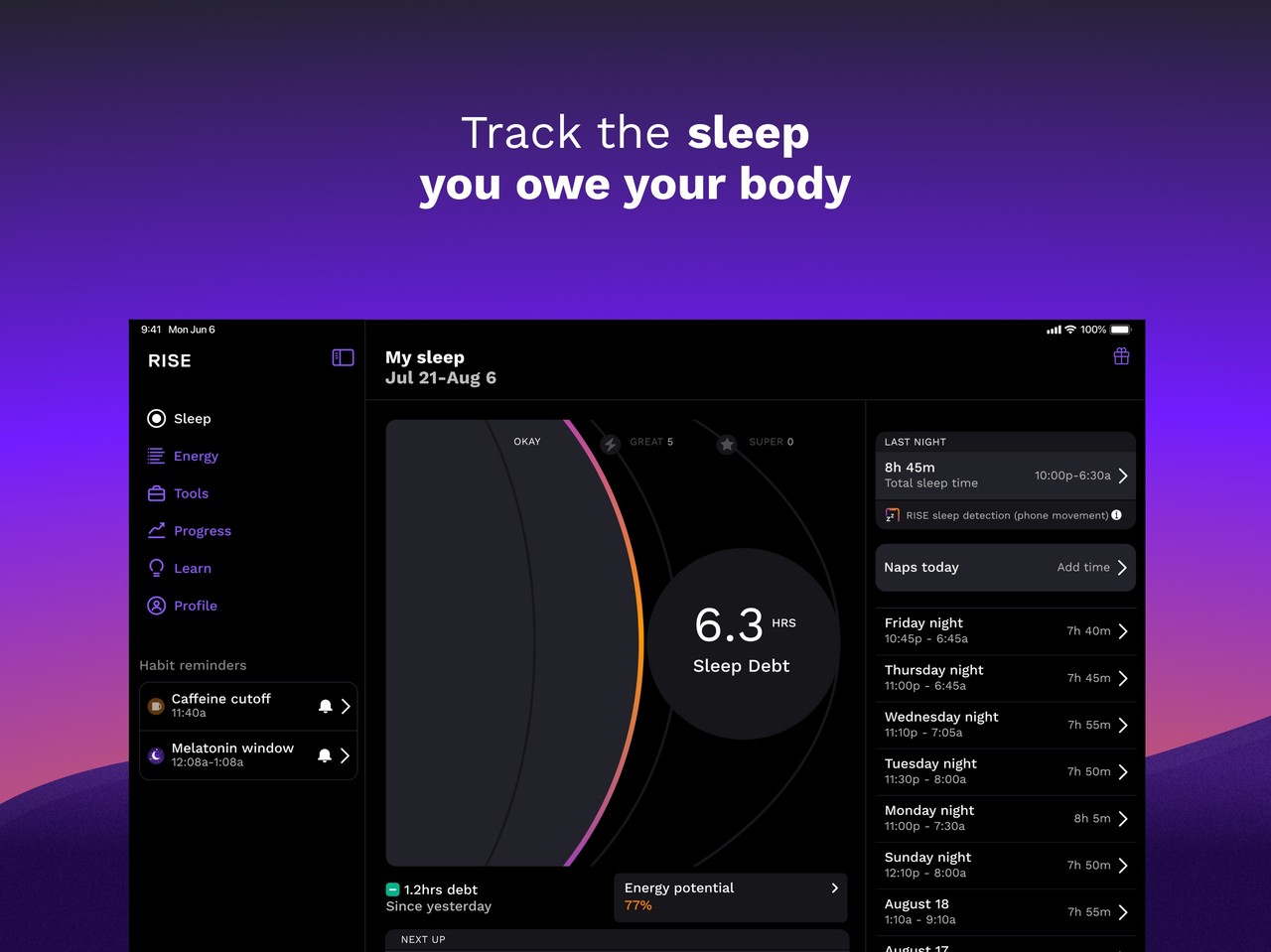 RISE: Sleep Tracker iPad screenshot 2