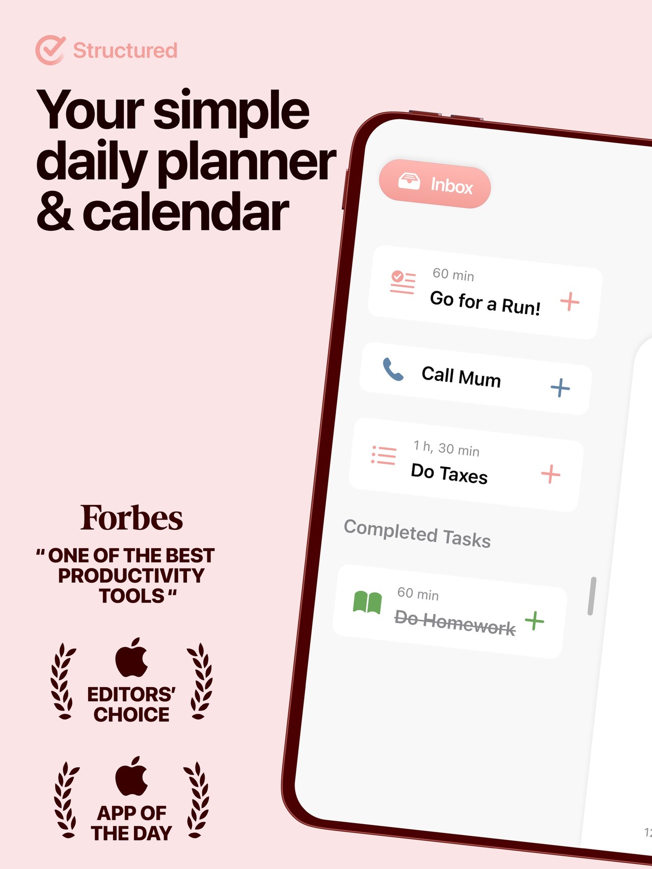 Structured: Daily Planner Todo iPad screenshot 1