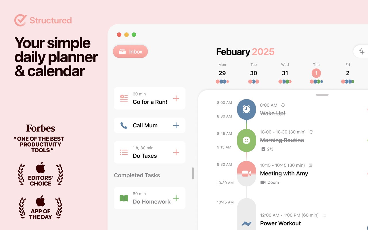 Structured: Daily Planner Todo Mac screenshot 1
