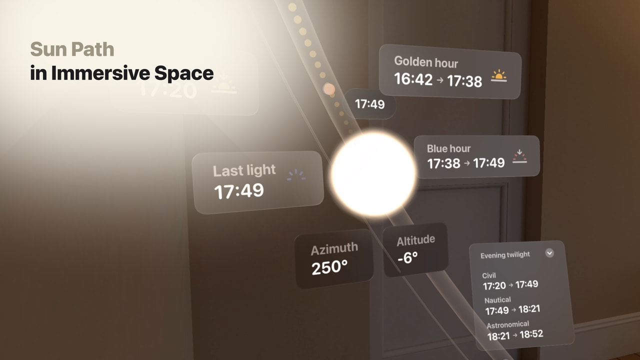 Sunlitt: Sun tracker & seeker Apple Vision screenshot 3