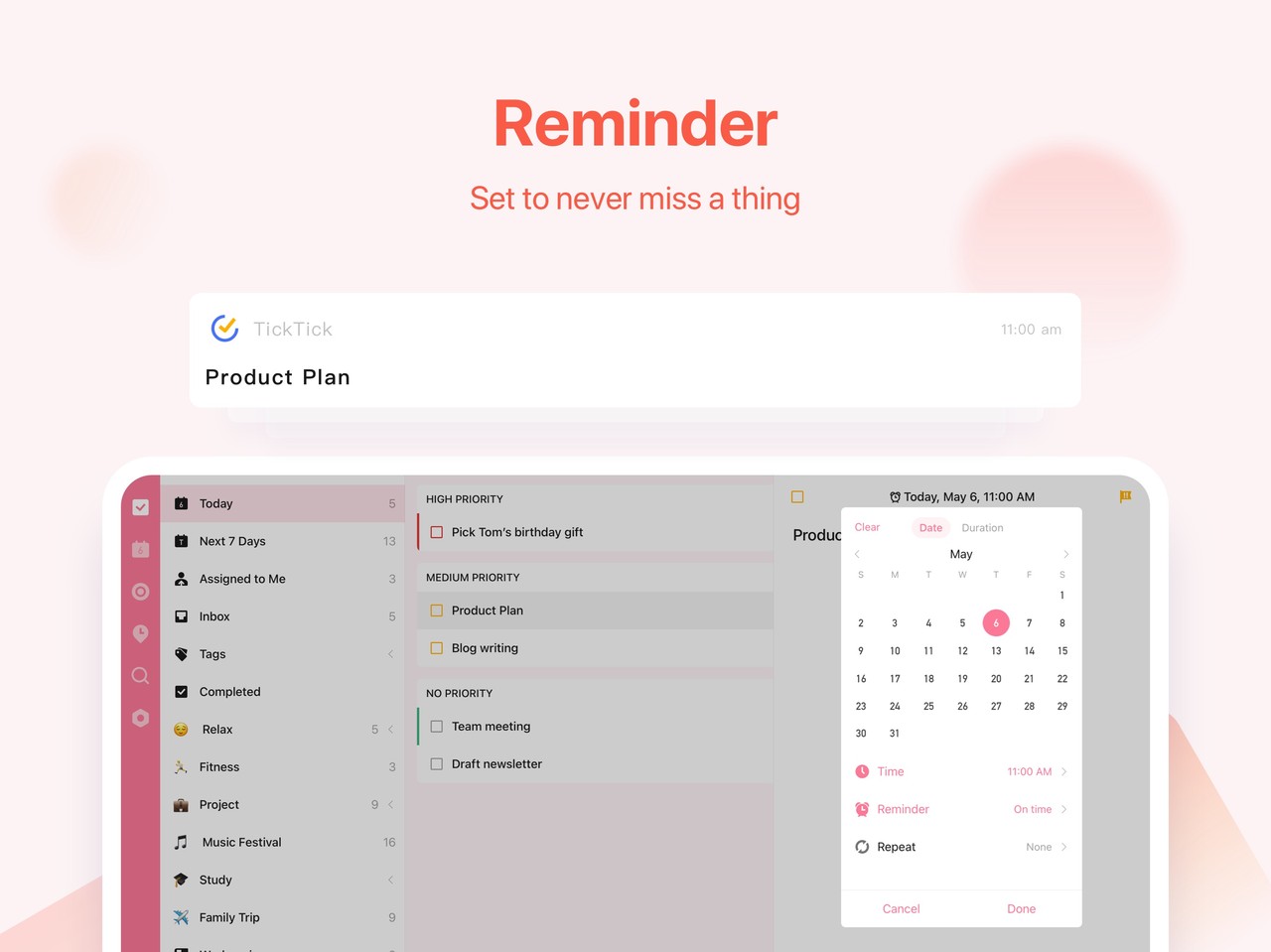 TickTick:To-Do List & Calendar iPad screenshot 3