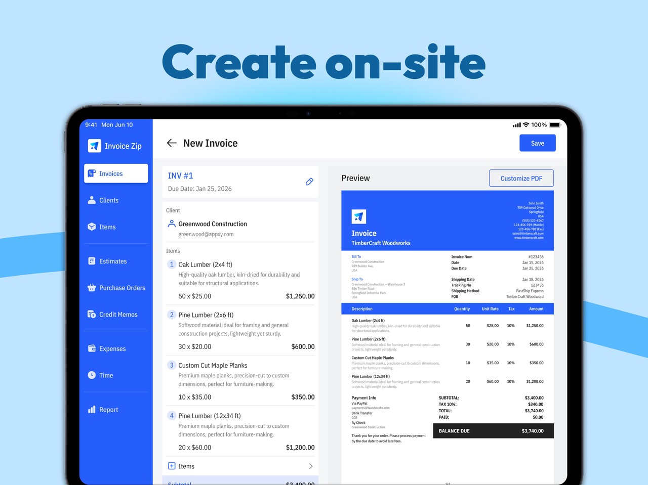 Tiny Invoice - Invoice Maker iPad screenshot 3