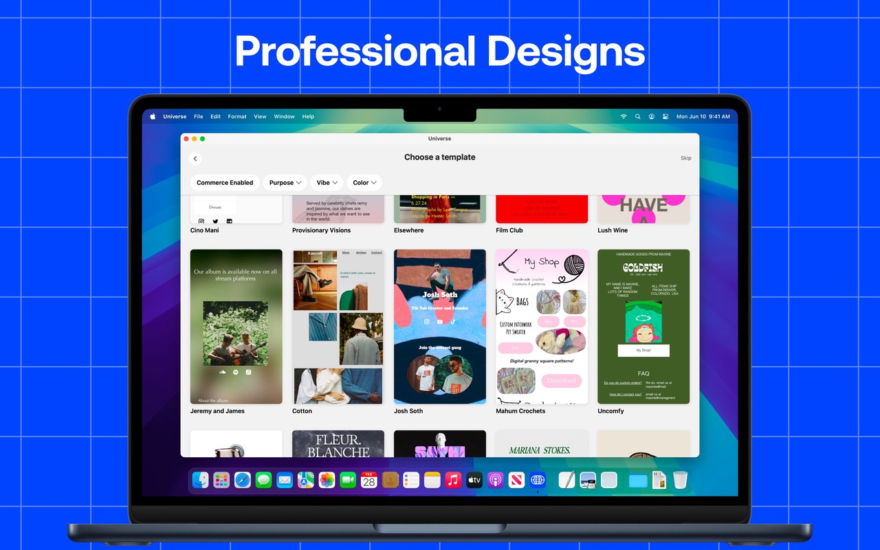 Universe Website Builder Mac screenshot 1