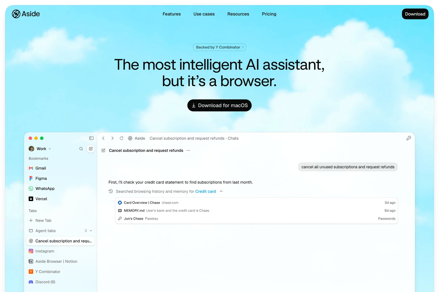 Aside website preview