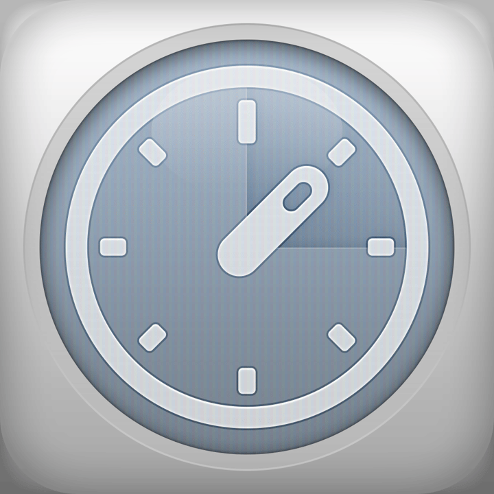 @Timer app icon with a gray skeuomorphism circle design featuring a clock face.