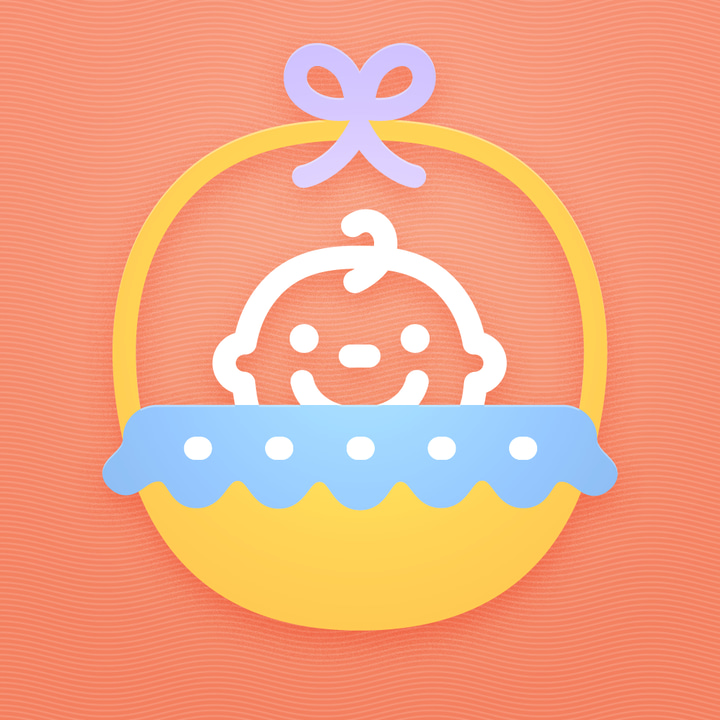 Baby Bundle app icon with a red soft 3D circle design featuring a cupcake character.
