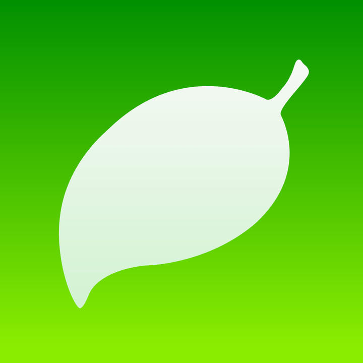 Coda for iOS app icon with a green flat minimalist squircle design featuring a leaf.
