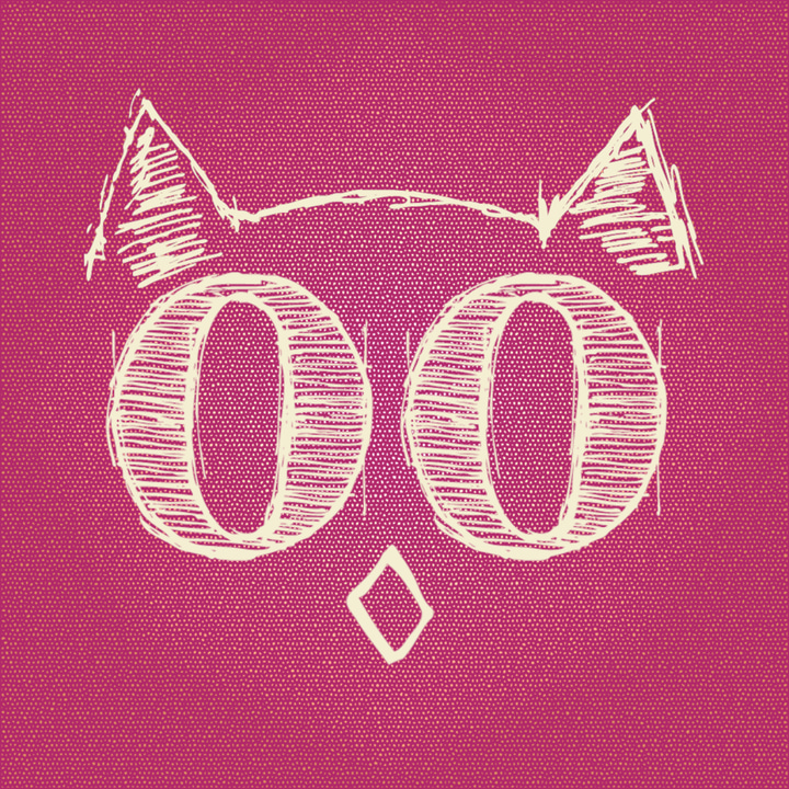 Coowl app icon with a red hand-drawn sketch organic shape design featuring a stylized cat face.
