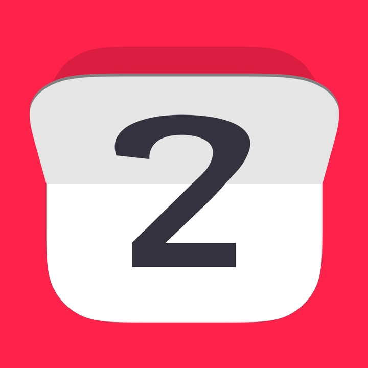 Flippp app icon with a red flat minimalist squircle design featuring a number 2.