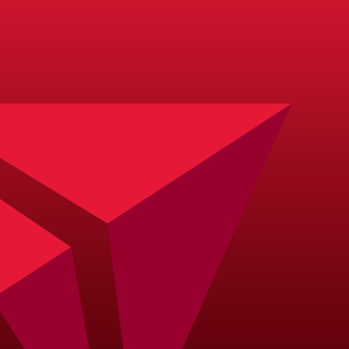 Fly Delta for iPad app icon with a red geometric abstraction squircle design featuring an abstract geometric m.