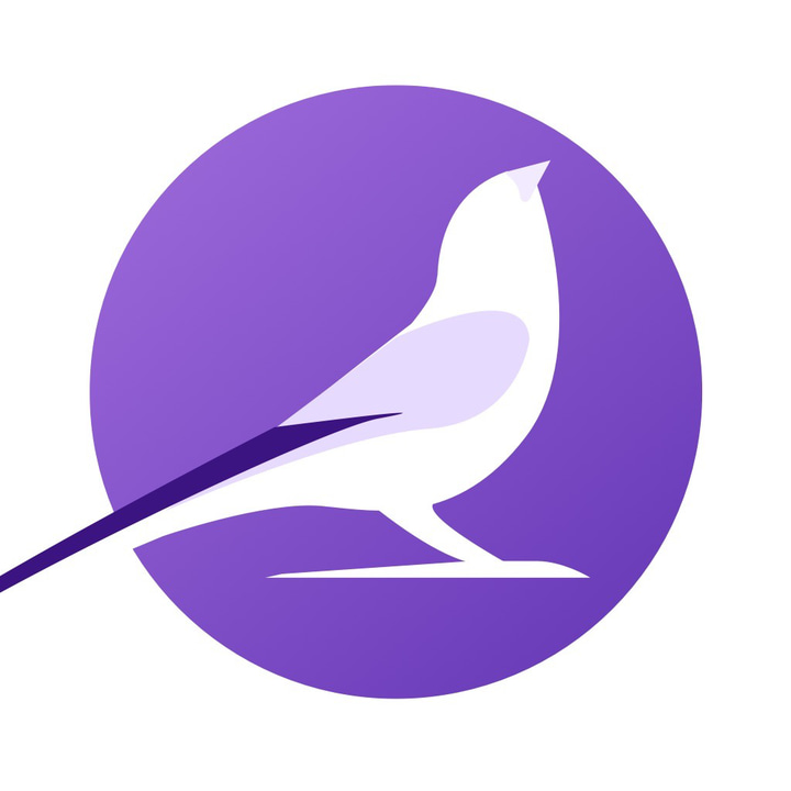 Flyright app icon with a purple flat minimalist circle design featuring a bird.