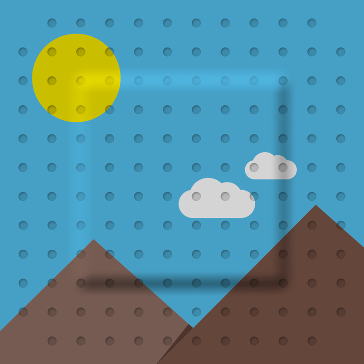 Gallery Doctor app icon with a blue flat minimalist squircle design featuring a perforated weather landscape.