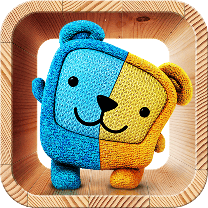 Gemibears app icon with a brown 3D cartoon squircle design featuring a knitted bear.