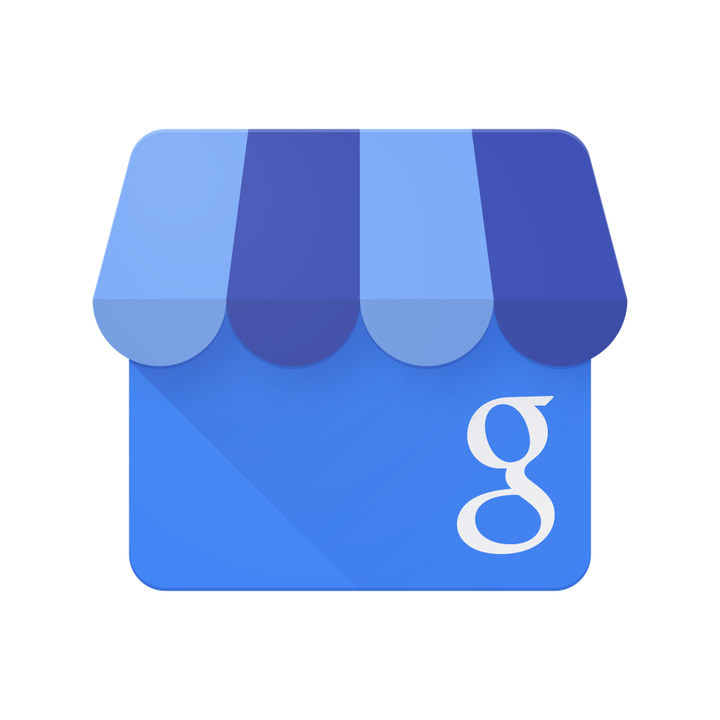 Google My Business app icon with a blue soft 3D squircle design featuring a storefront.