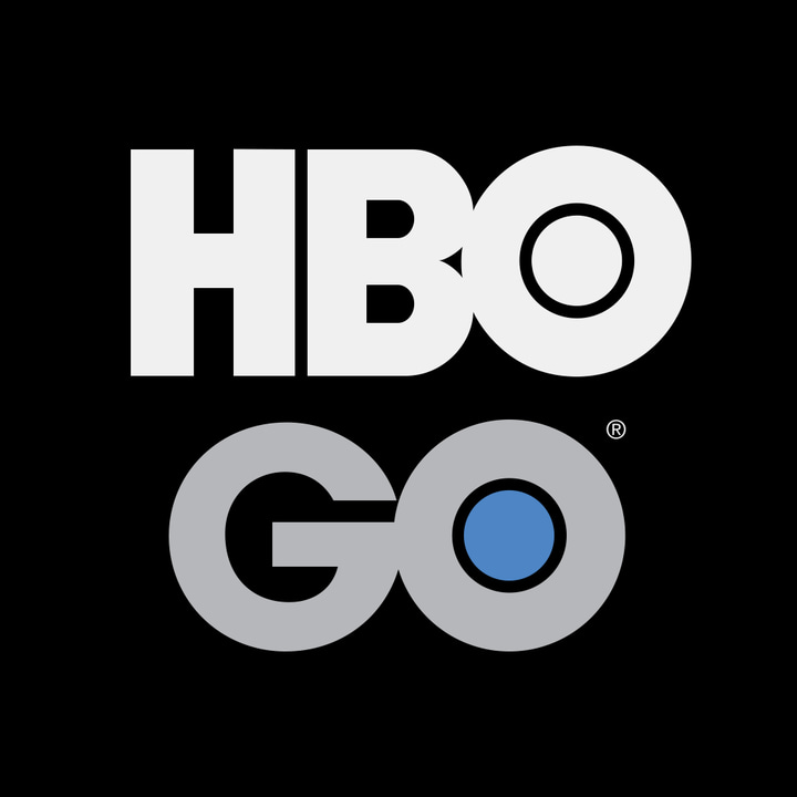 HBO GO app icon with a black flat minimalist rounded rectangle design featuring a typography.
