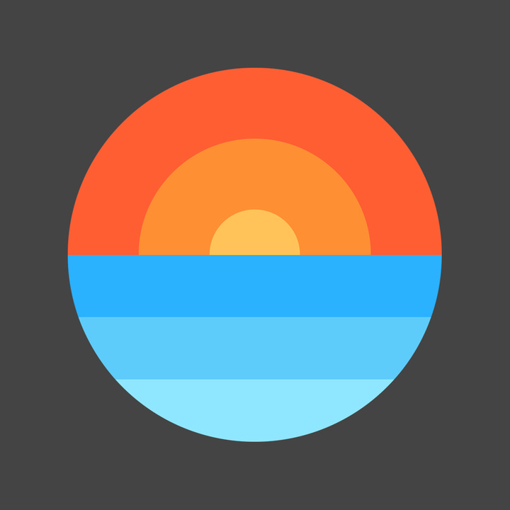 Horizon 3 app icon with a multicolored flat minimalist circle design featuring a geometric sunset.