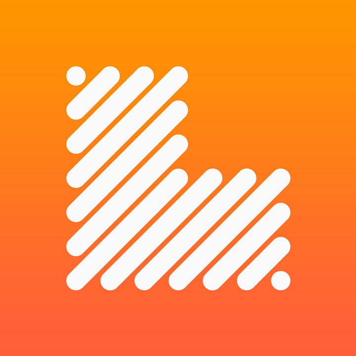 Learnist app icon with a orange flat minimalist abstract geometric design featuring an abstract diagonal lines.