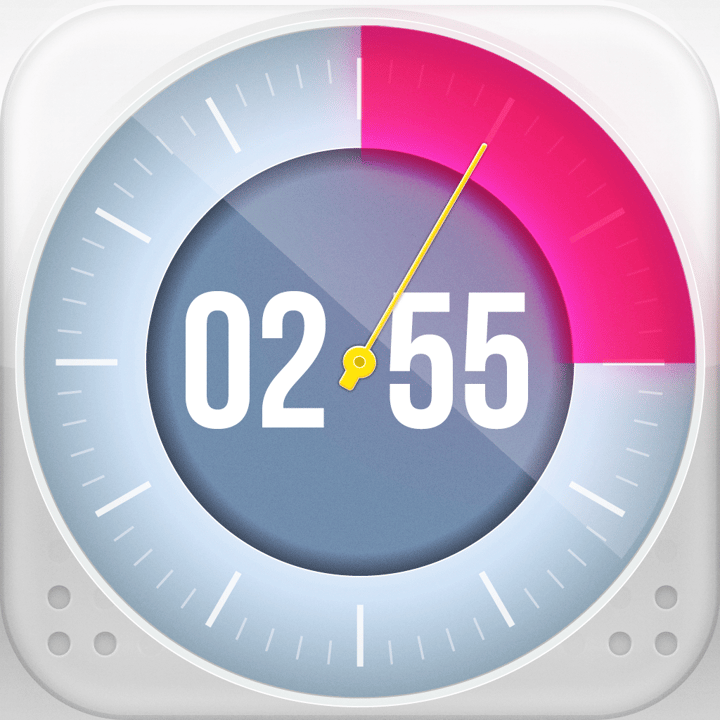 Minu Timer app icon with a gray skeuomorphism squircle design featuring a timer dial.