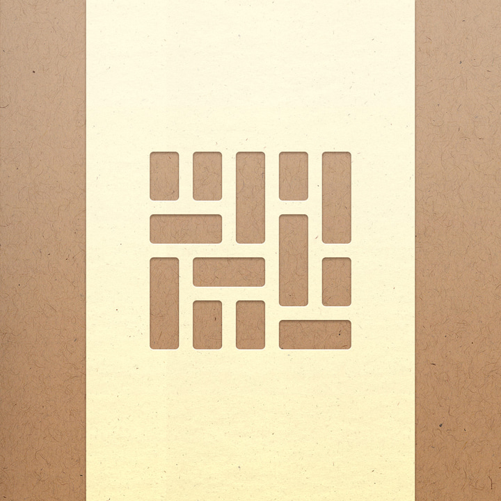 Mosaic Photo Books app icon with a brown paper cutout rounded rectangle design featuring an abstract geometric pattern.