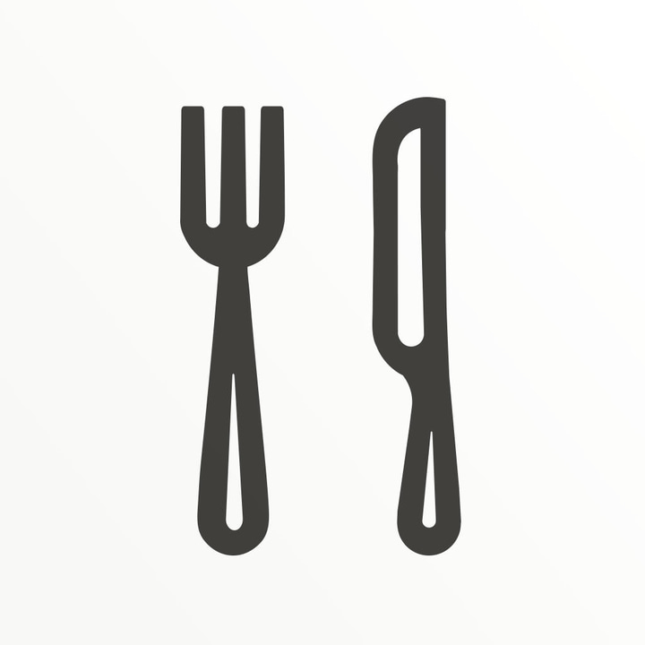 Munchery app icon with a white flat minimalist organic shape design featuring a fork and knife.