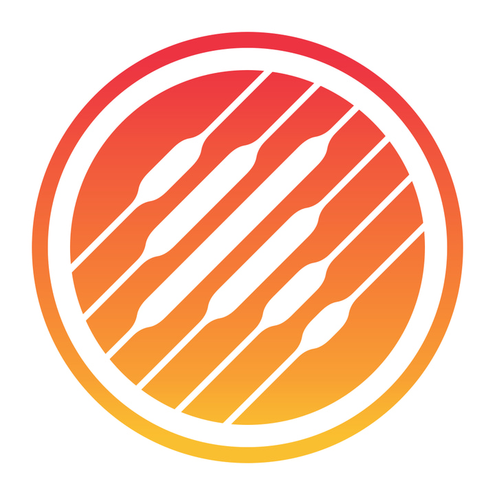 Music Memos app icon with a orange flat minimalist circle design featuring an abstract diagonal pattern.