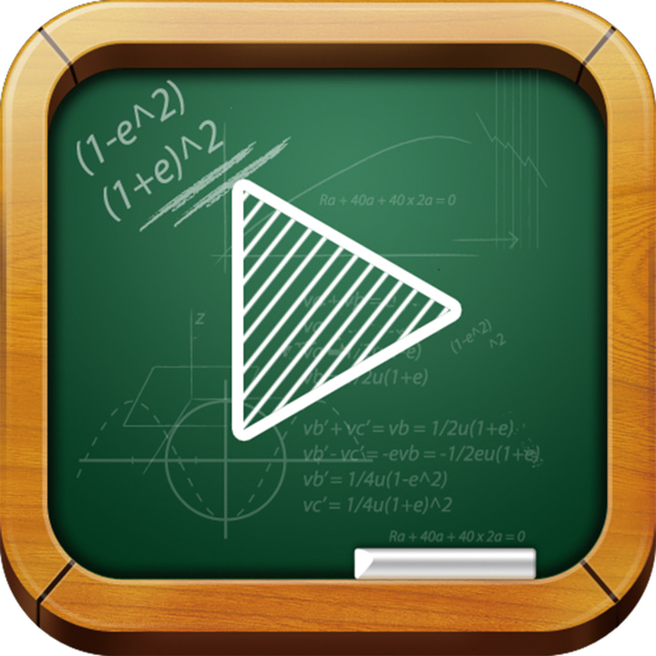 网易公开课 app icon with a brown and green skeuomorphism rounded rectangle design featuring a chalkboard with play button.