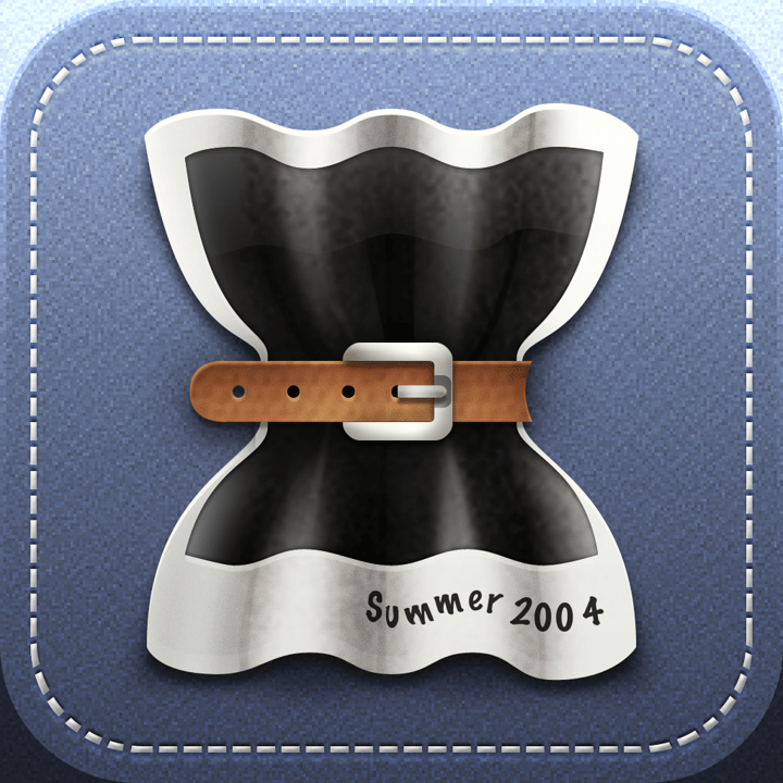 Reduce app icon with a purple skeuomorphism squircle design featuring a hourglass with belt.