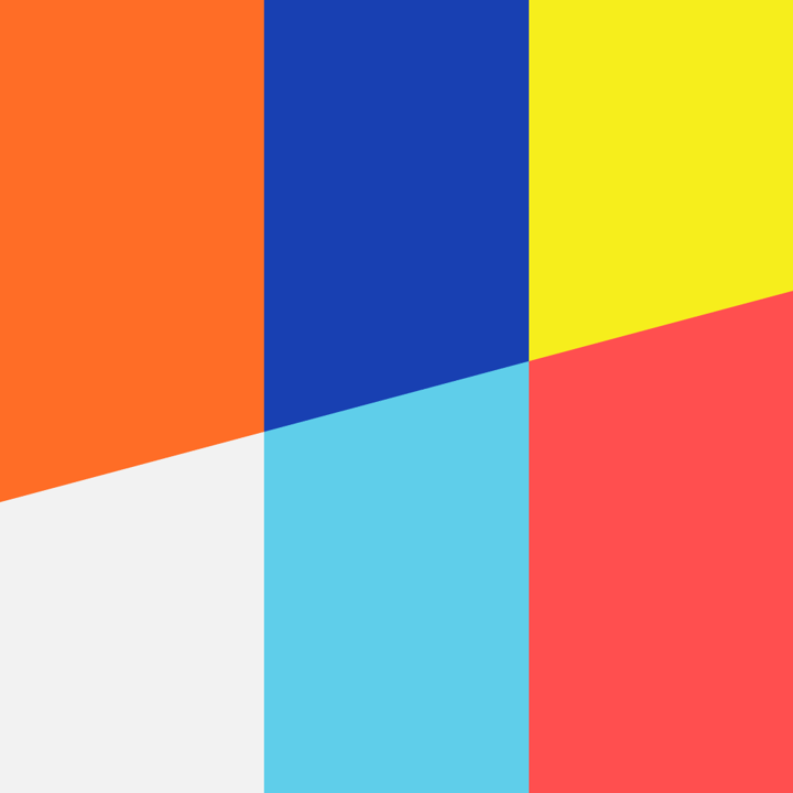 Rooms app icon with a multicolored flat minimalist geometric pinwheel design featuring an abstract pinwheel.