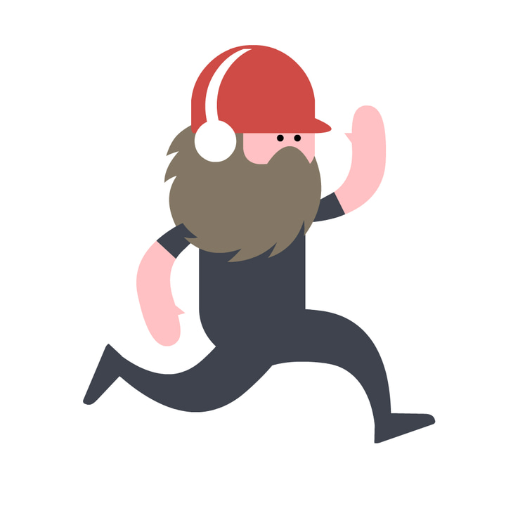 RunAgain app icon with a multicolored flat minimalist organic shape design featuring a running man.