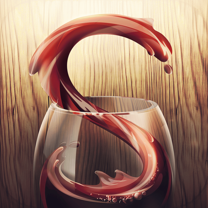 Sipp app icon with a brown skeuomorphism organic shape design featuring a swirling red liquid.