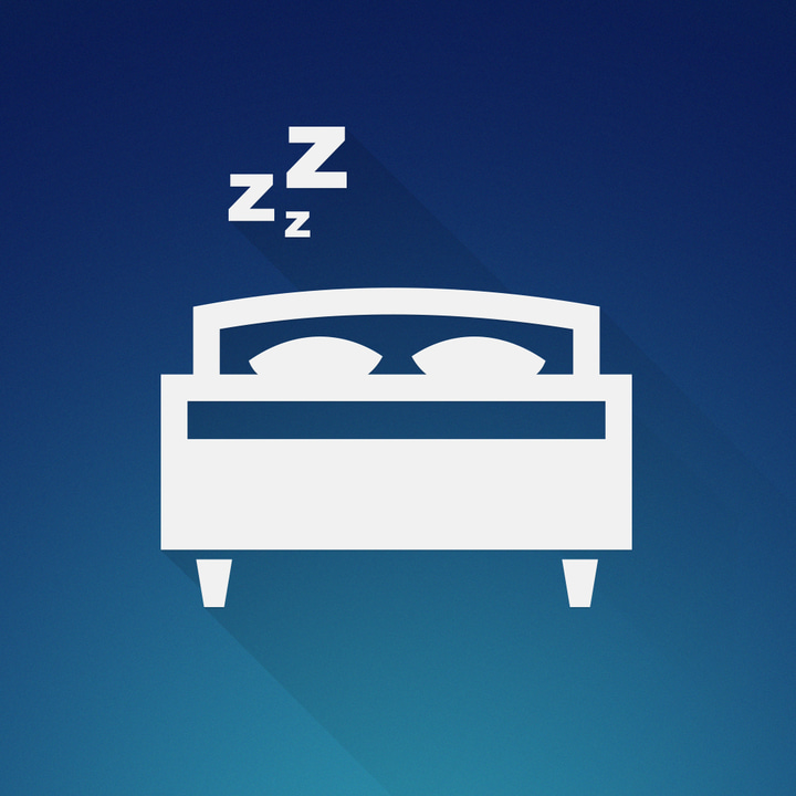 Sleep Better app icon with a blue flat minimalist squircle design featuring a bed and lightning bolts.