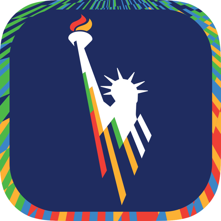 TCS NYC Marathon app icon with a blue flat minimalist squircle design featuring a torch and statue of liberty.