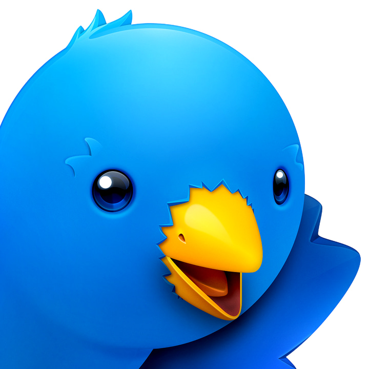 Twitterrific 5 app icon with a blue 3D cartoon organic shape design featuring a blue bird.