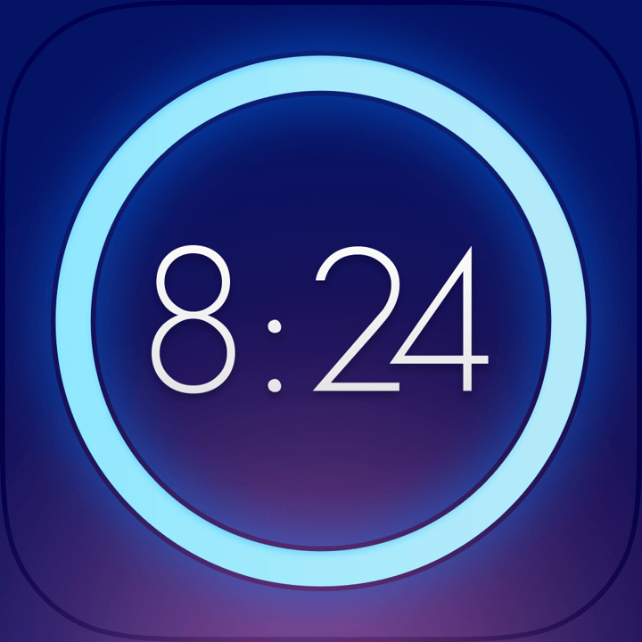 Wake Alarm Clock app icon with a purple soft 3D circle design featuring a digital clock.