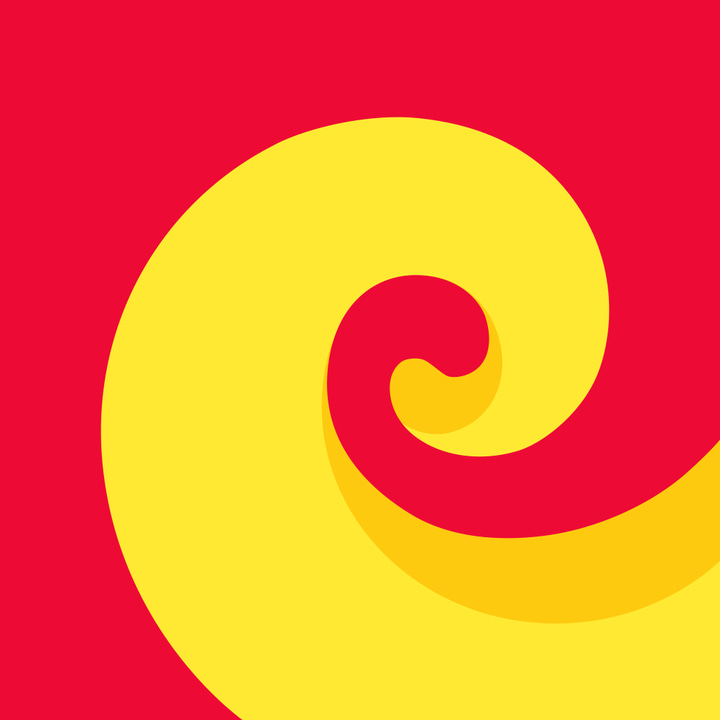 WeicoPro 4 app icon with a red flat minimalist organic shape design featuring an abstract spiral.