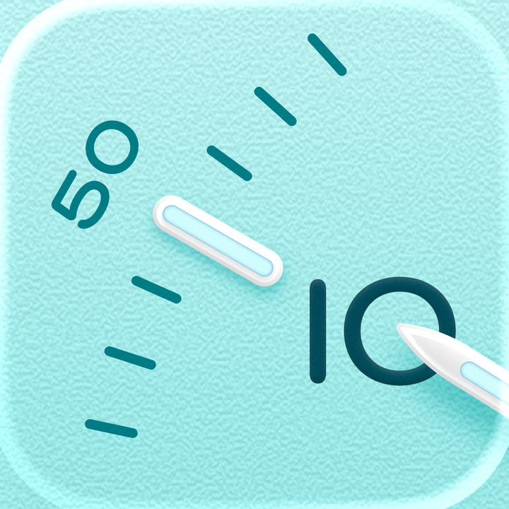 Bauhaus Clock app icon with a green soft 3D squircle design featuring a stylized pen tool.