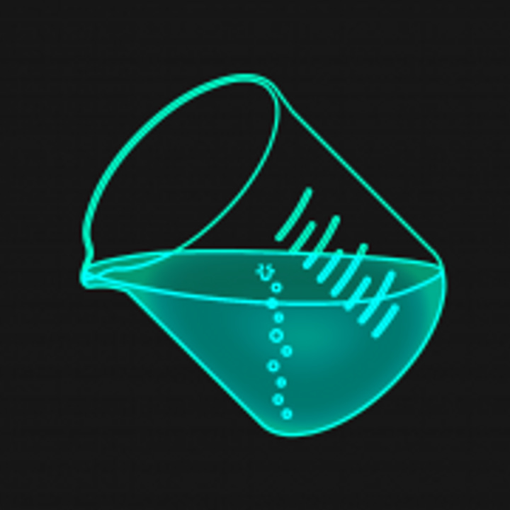 BEAKER by THIX app icon with a black line art organic shape design featuring a beaker.