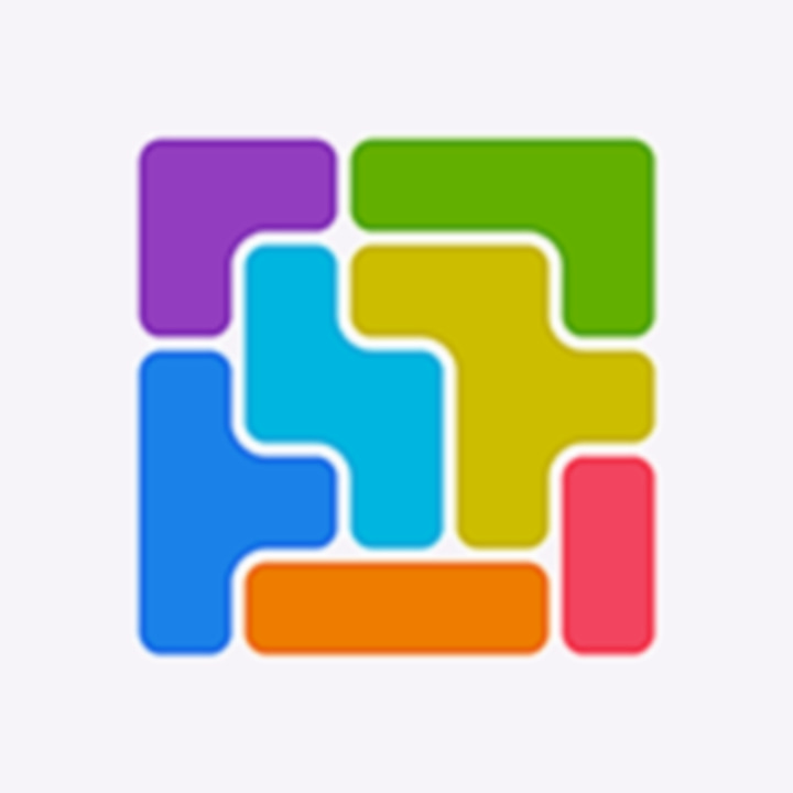 Blockwick 2 app icon with a white flat minimalist squircle design featuring an abstract geometric blocks.