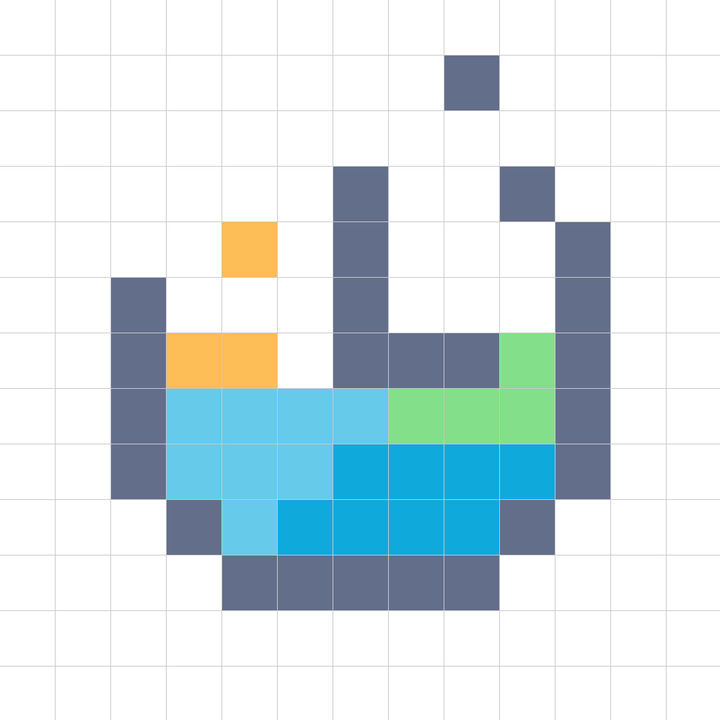 BlockyTime app icon with a white pixel art square design featuring a pixel art mug.