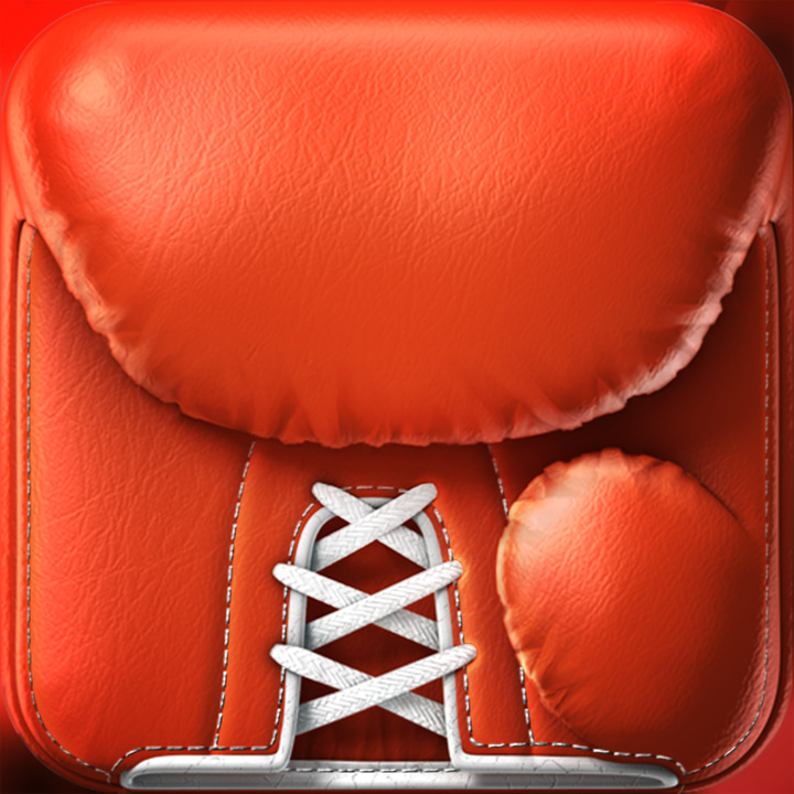 Boxing Timer Pro Round Timer app icon with a red skeuomorphism squircle design featuring a boxing glove.