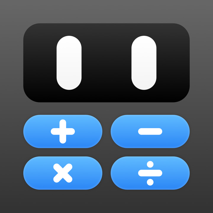 Calcbot 2 app icon with a gray flat minimalist rounded rectangle design featuring a calculator interface.