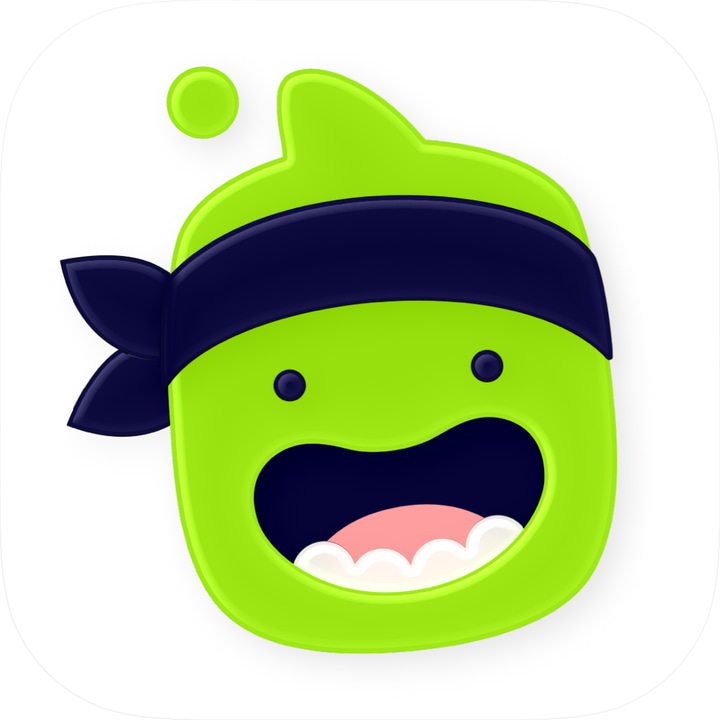 ClassDojo app icon with a white 3D cartoon squircle design featuring a green ninja shark.
