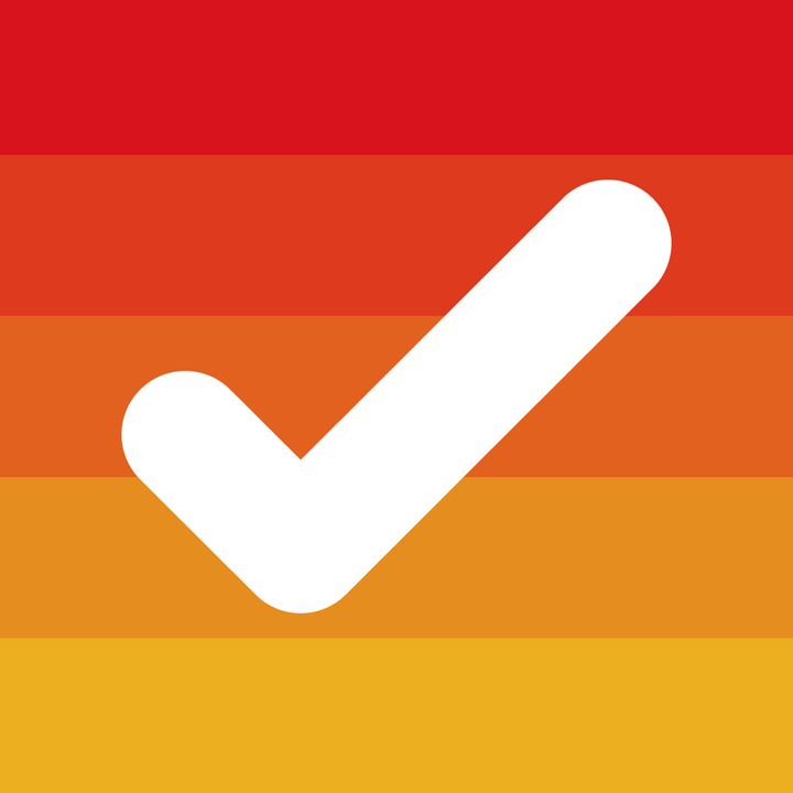 Clear: To Dos & Reminders app icon with a orange flat minimalist square design featuring a checkmark.