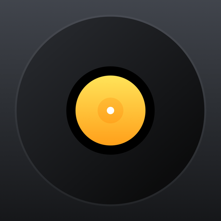 djay Pro app icon with a black flat minimalist circle design featuring an abstract circles.